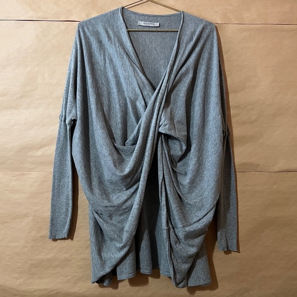 All Saints Sweaters - AllSaints | Itat Shrug Convertible Twist Sweater Cardigan Grey Cotton Size S